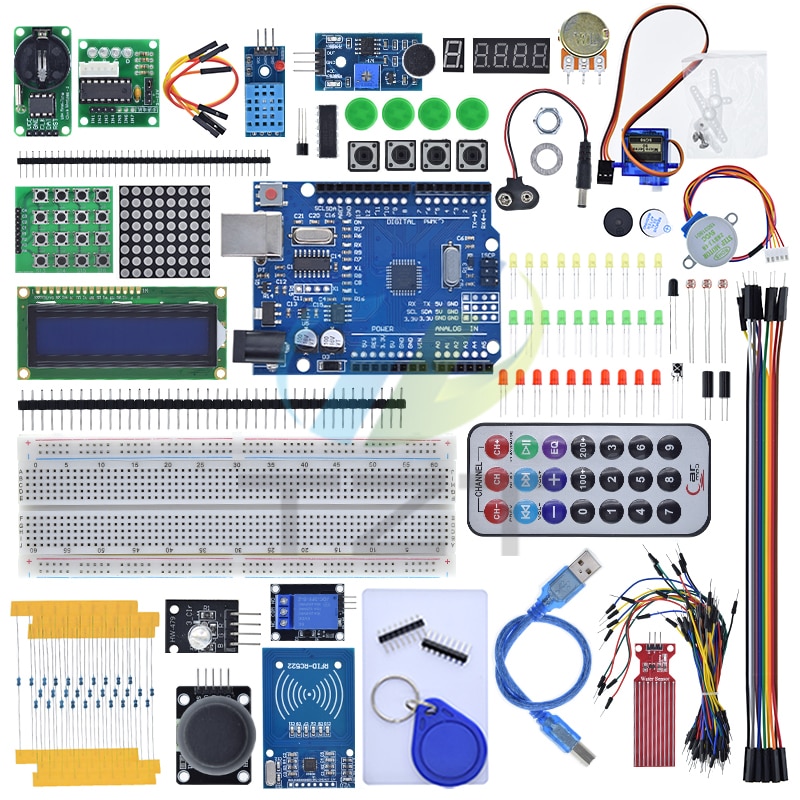 TZT NEWEST RFID Starter Kit for Arduino Uno R3 - Uno R3 Breadboard and holder Step Motor / Servo /1602 LCD / jumper Wire/ UNO R3 TZT NEWEST RFID Starter Kit for Arduino Uno R3 Uno R3 Breadboard and holder Step Motor