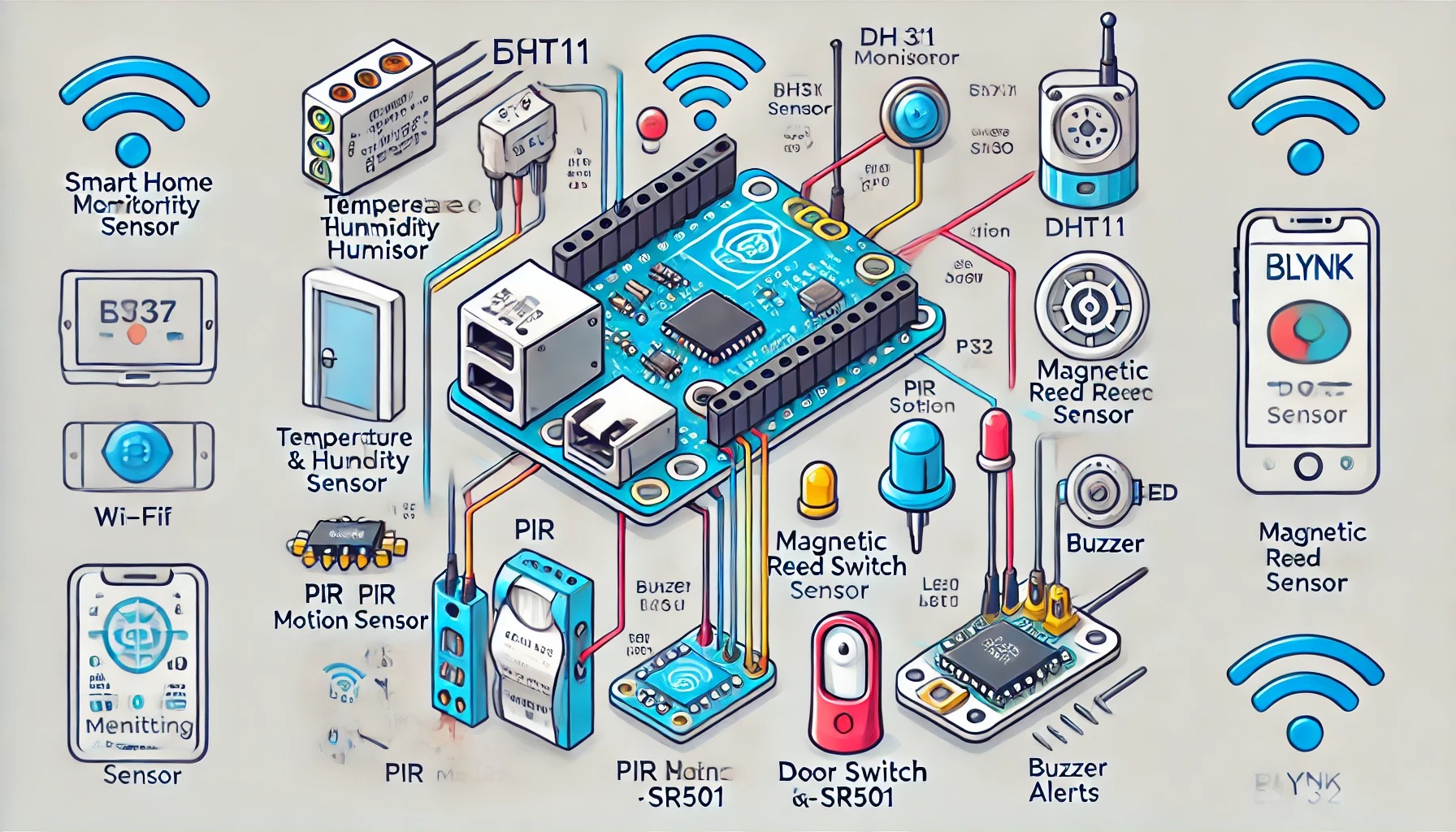 Smart Home Monitoring System using ESP32 and Blynk