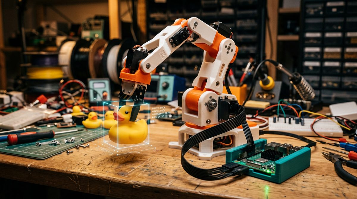 Arduino VENTUNO Q: Physical AI Robot Arms Running SmolVLA Locally arduino ventuno q physical ai smolvla featured 1 Arduino VENTUNO Q board controlling an SO-101 robot arm picking up a rubber duck with on-board AI