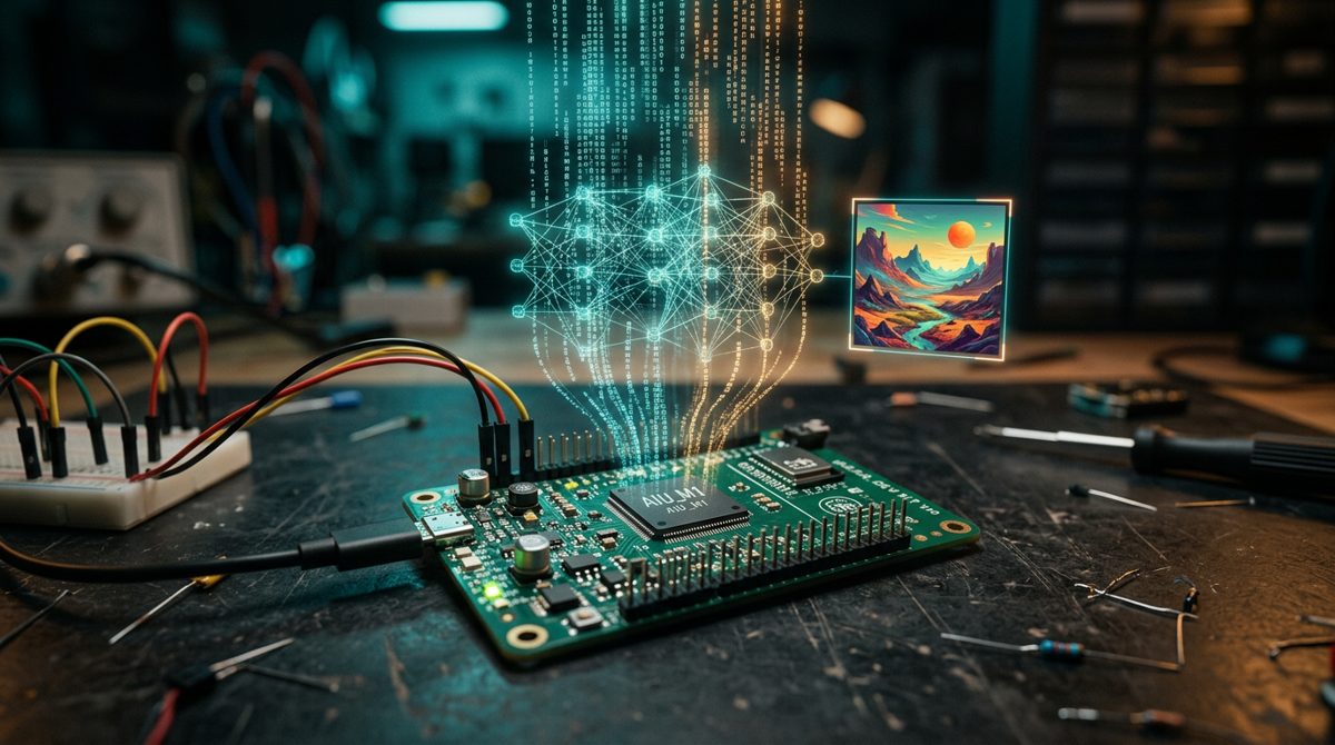 LLM on a microcontroller: a small dev board generating text and images without a GPU or cloud